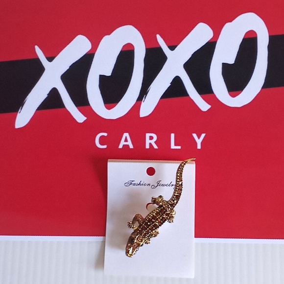 Rhinestoned Topaz Alligator🐊 Brooch - Picture 9 of 11